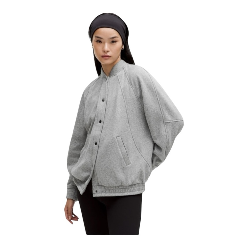 Lululemon Scuba Oversized Varsity Jacket *Plush Heathered Med Grey Sz XL/XXL NWT